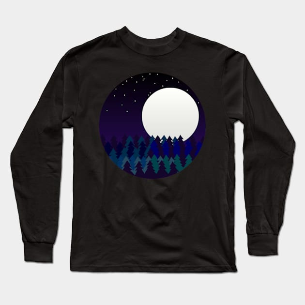 CIRCULAR LANDSCAPE WITH MOON Long Sleeve T-Shirt by RENAN1989